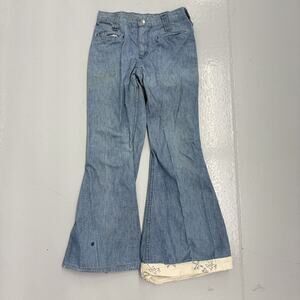 Vintage 70s Wrangler Blue Thin Bell Bottom Jeans 25x26